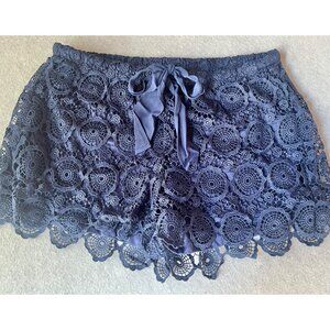 HeartSoul Lace Shorts Navy Blue Size L Coquette Front Bow Pull On Lined Whimsy
